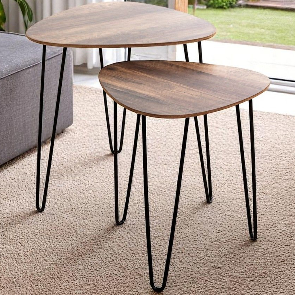 Bohemia Large Wooden End Table With Metal Legs In Dark Oak