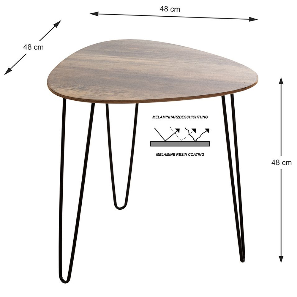 Bohemia Large Wooden End Table With Metal Legs In Dark Oak