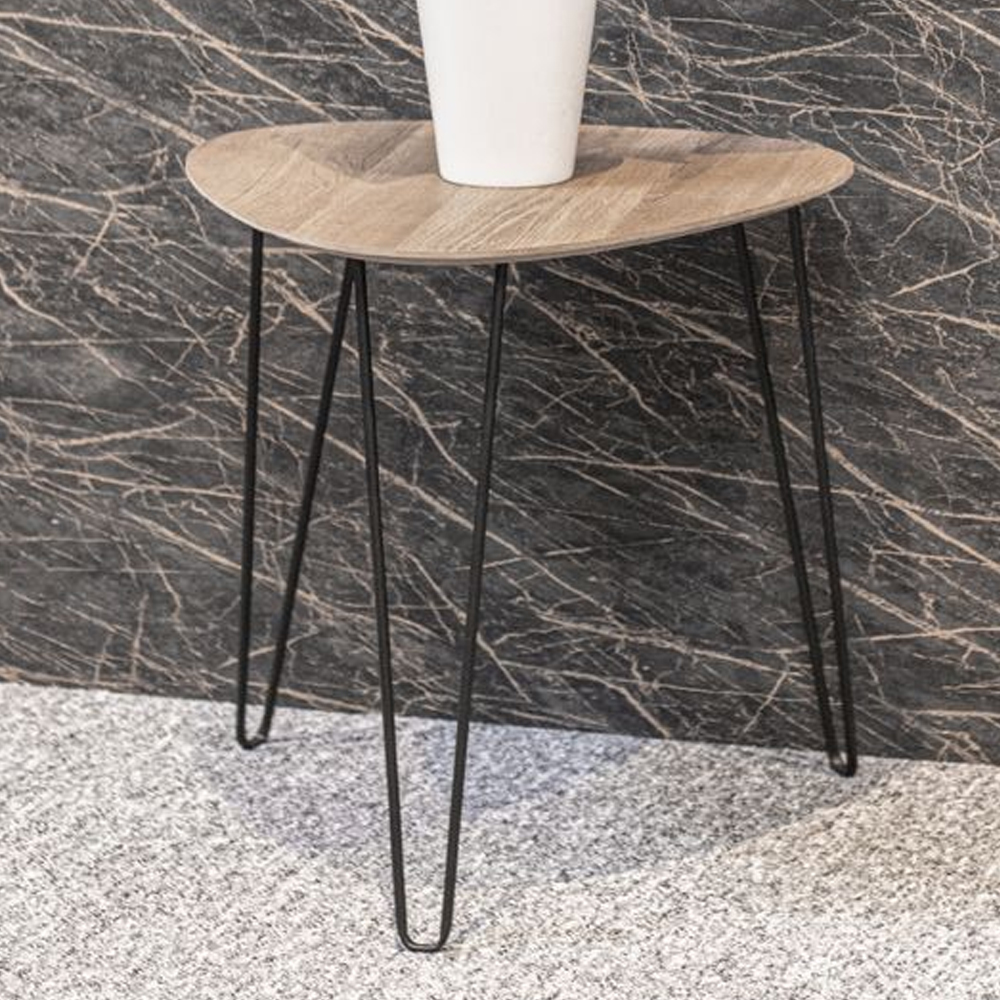 Bohemia Large Wooden End Table With Metal Legs In Oak