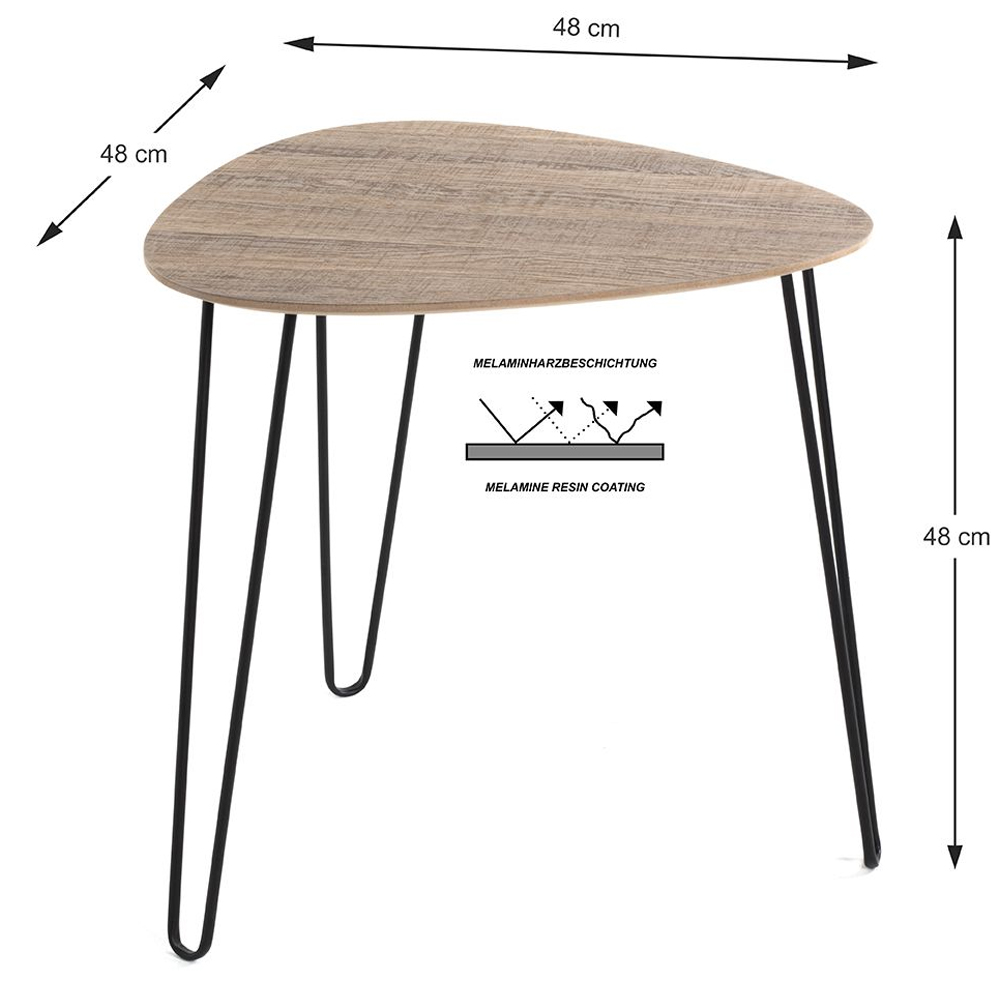Bohemia Large Wooden End Table With Metal Legs In Oak