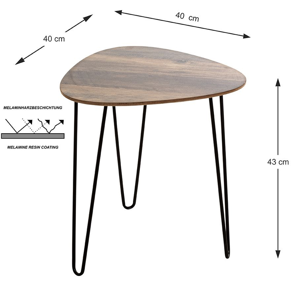Bohemia Small Wooden End Table With Metal Legs In Dark Oak
