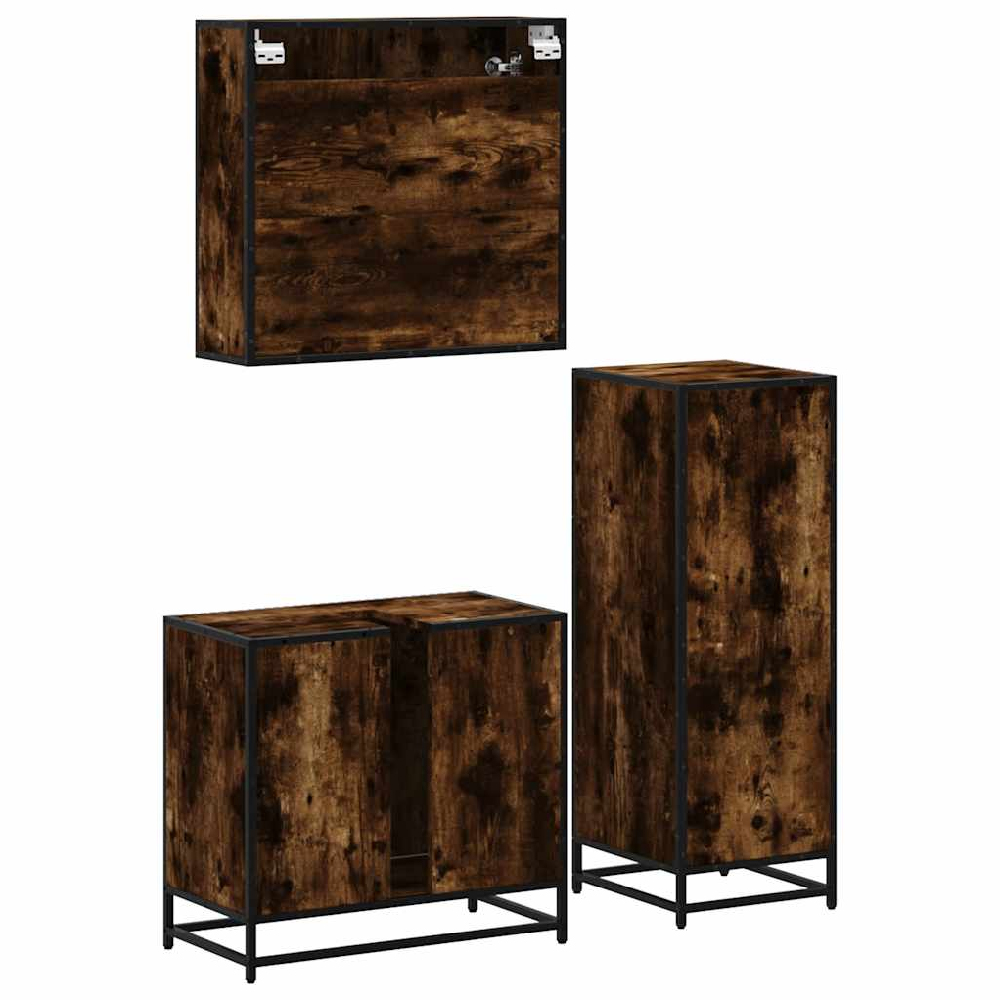 Bohemia Wooden 3 Piece Bathroom Furniture Set In Smoked Oak
