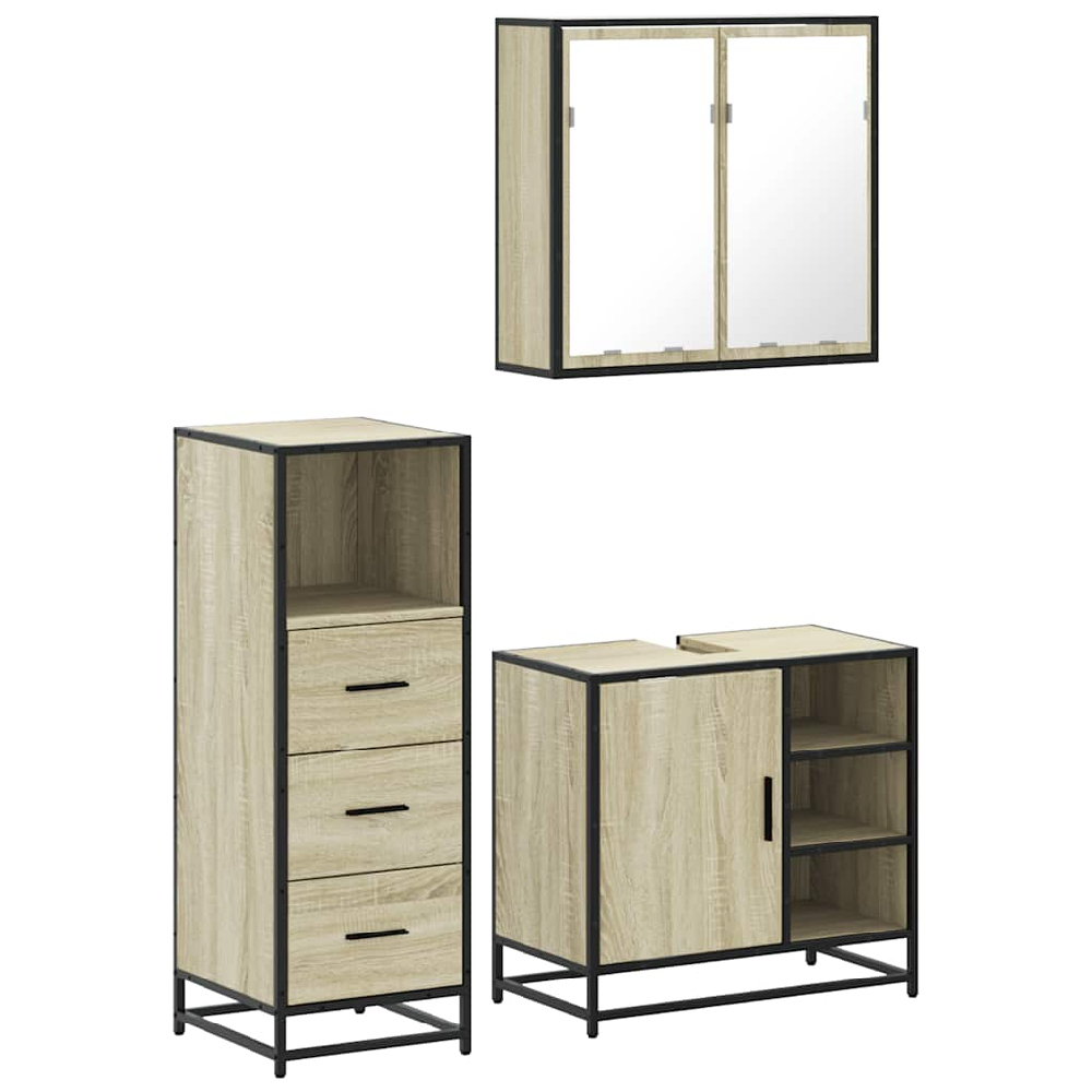 Bohemia Wooden 3 Piece Bathroom Furniture Set In Sonoma Oak