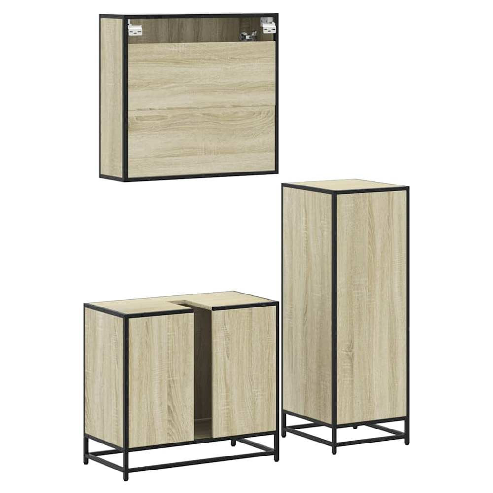Bohemia Wooden 3 Piece Bathroom Furniture Set In Sonoma Oak