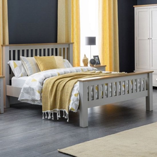 Photo of Raisie contemporary wooden king size bed in grey