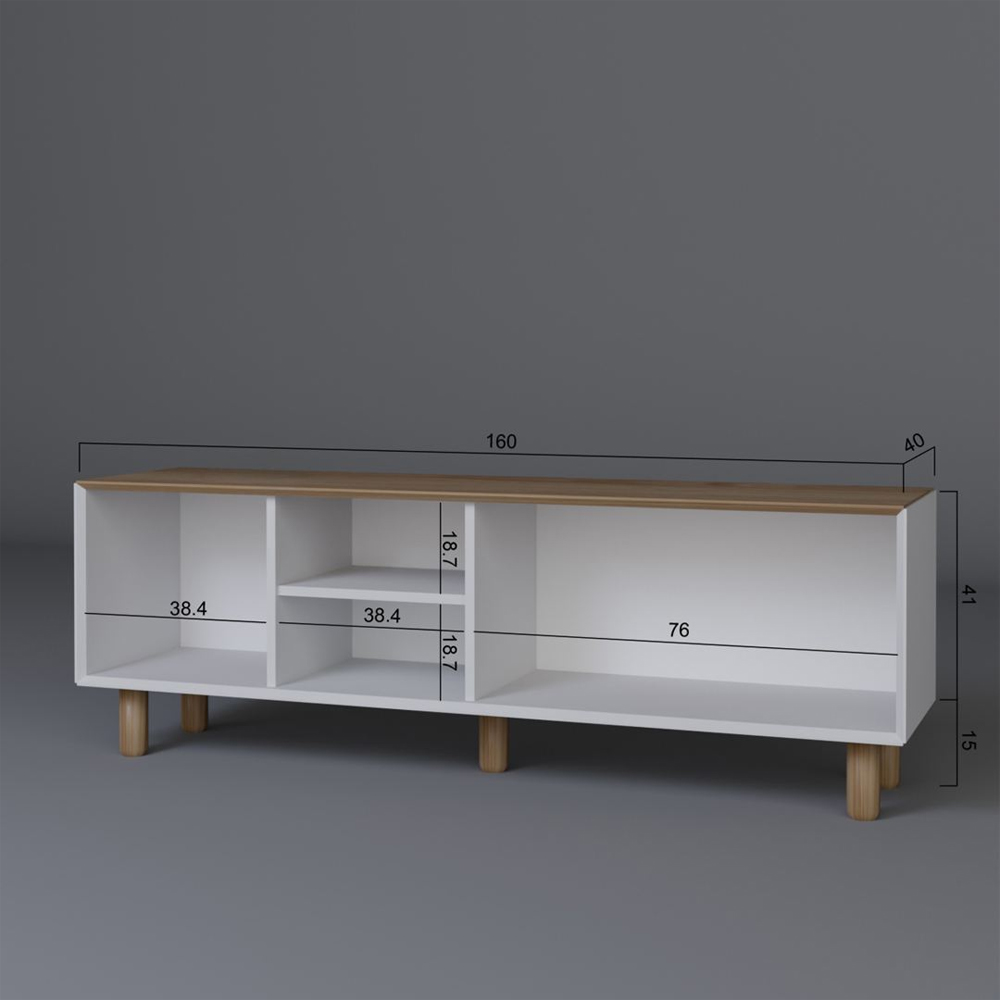 Boho Wooden TV Stand With 3 Doors In White And Garden Oak