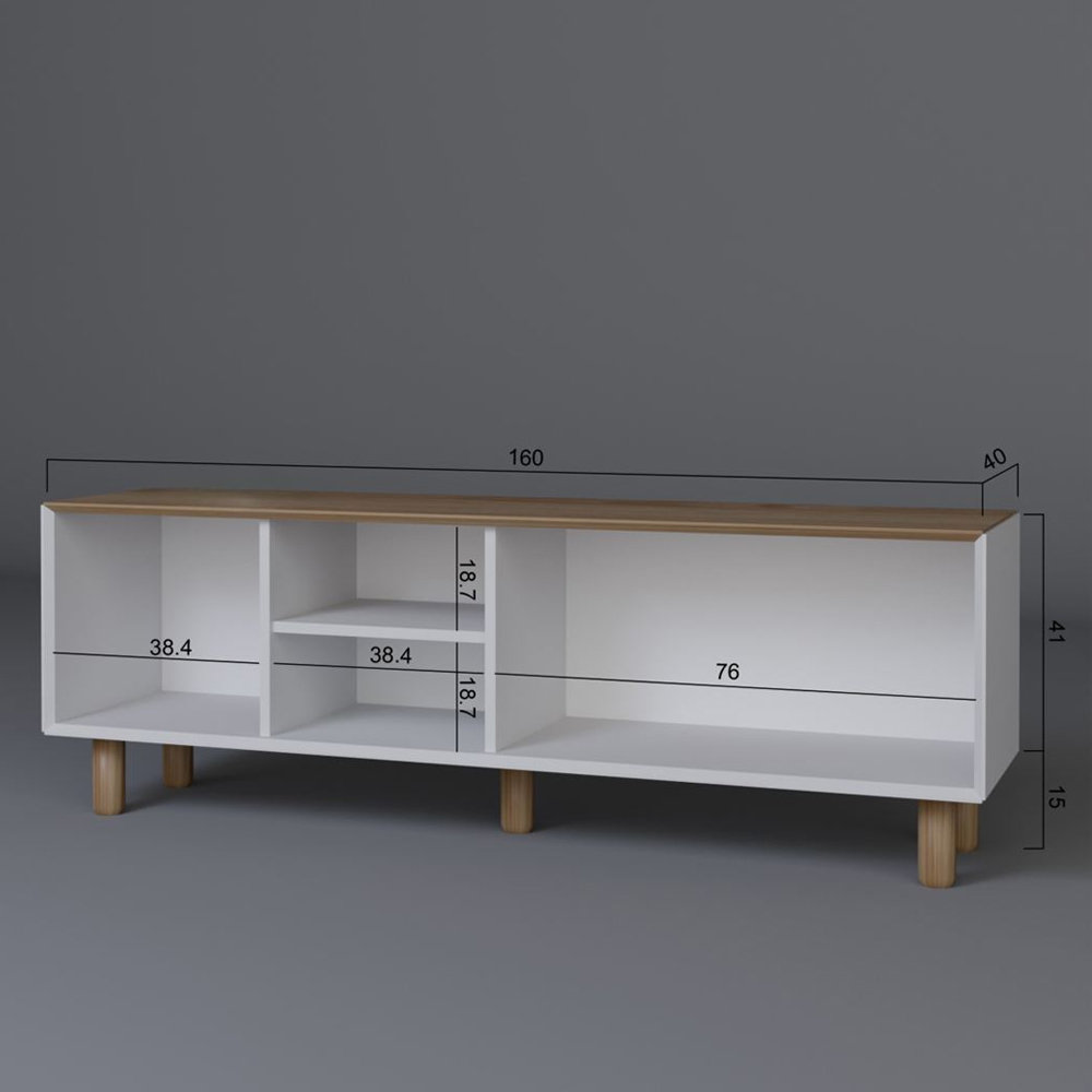 Boho Wooden TV Stand With 3 Rattan Cane Doors In White And Garden Oak