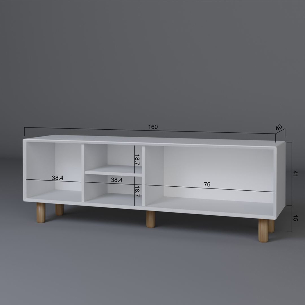 Boho Wooden TV Stand With 3 Rattan Cane Doors In White And Oak