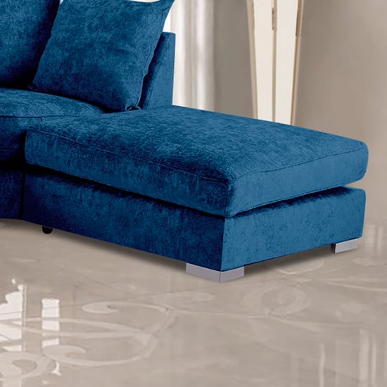Photo of Boise chenille fabric footstool in marine blue