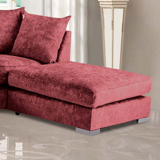 Boise Chenille Fabric Footstool In Ruby