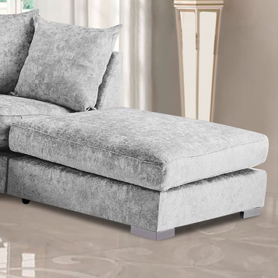 Boise Chenille Fabric Footstool In Silver