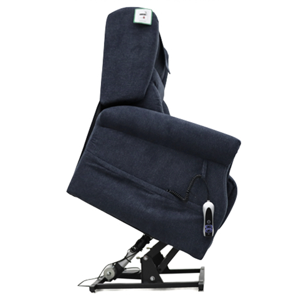 Boise Fabric Dual Motor Lift Tilt Recliner Chair In Deep Blue