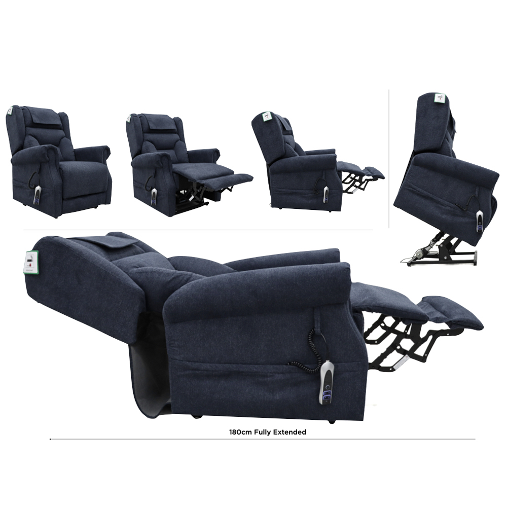 Boise Fabric Dual Motor Lift and Tilt Recliner Chair In Deep Blue