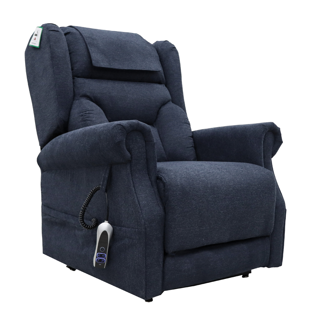 Boise Fabric Dual Motor Lift and Tilt Recliner Chair In Deep Blue