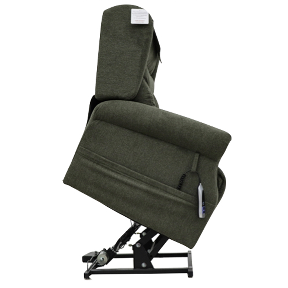 Boise Fabric Dual Motor Lift Tilt Recliner Chair In Olive