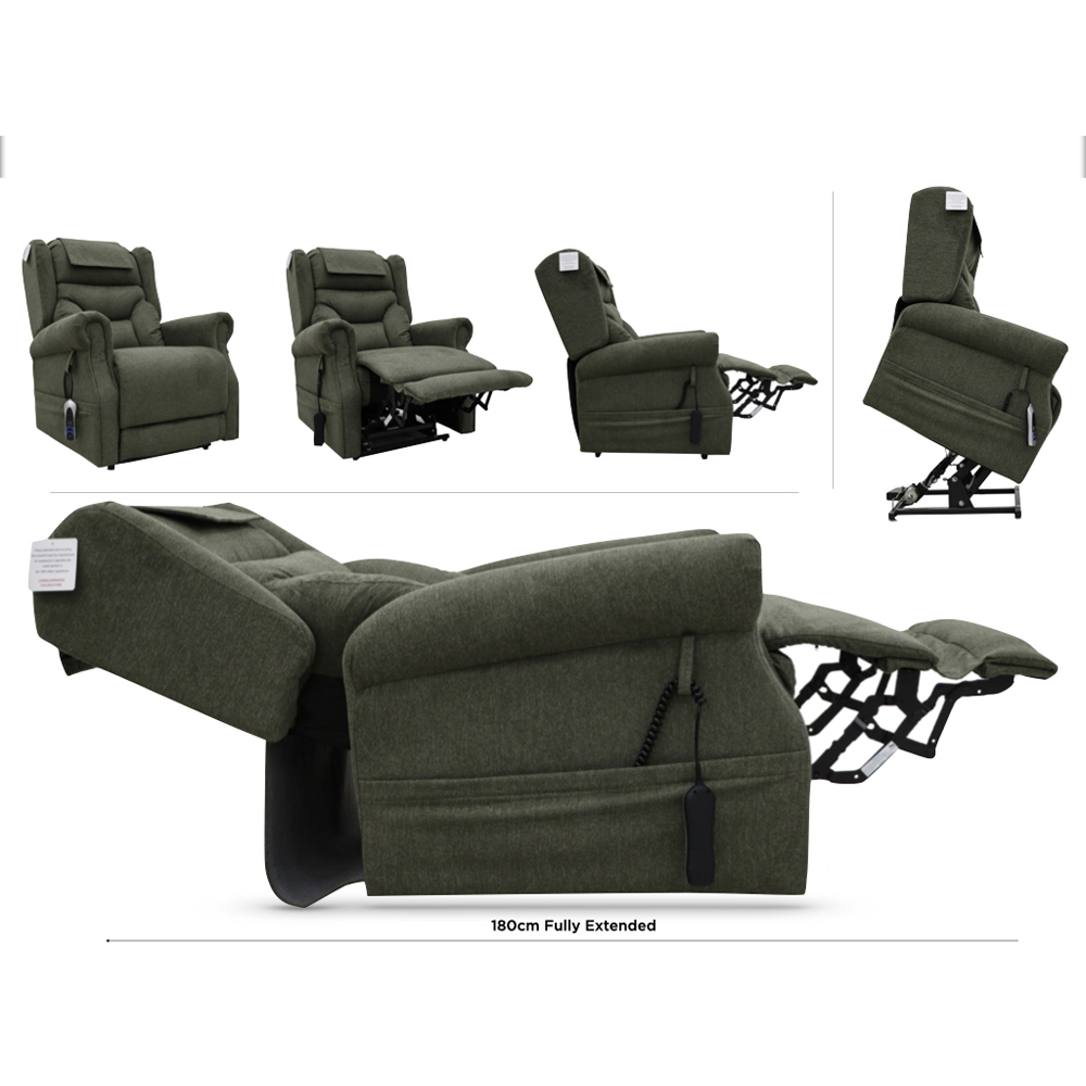 Boise Fabric Dual Motor Lift and Tilt Recliner Chair In Olive