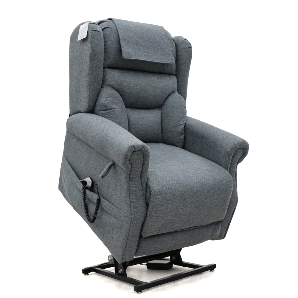 Boise Fabric Dual Motor Lift and Tilt Recliner Chair In Steel Grey