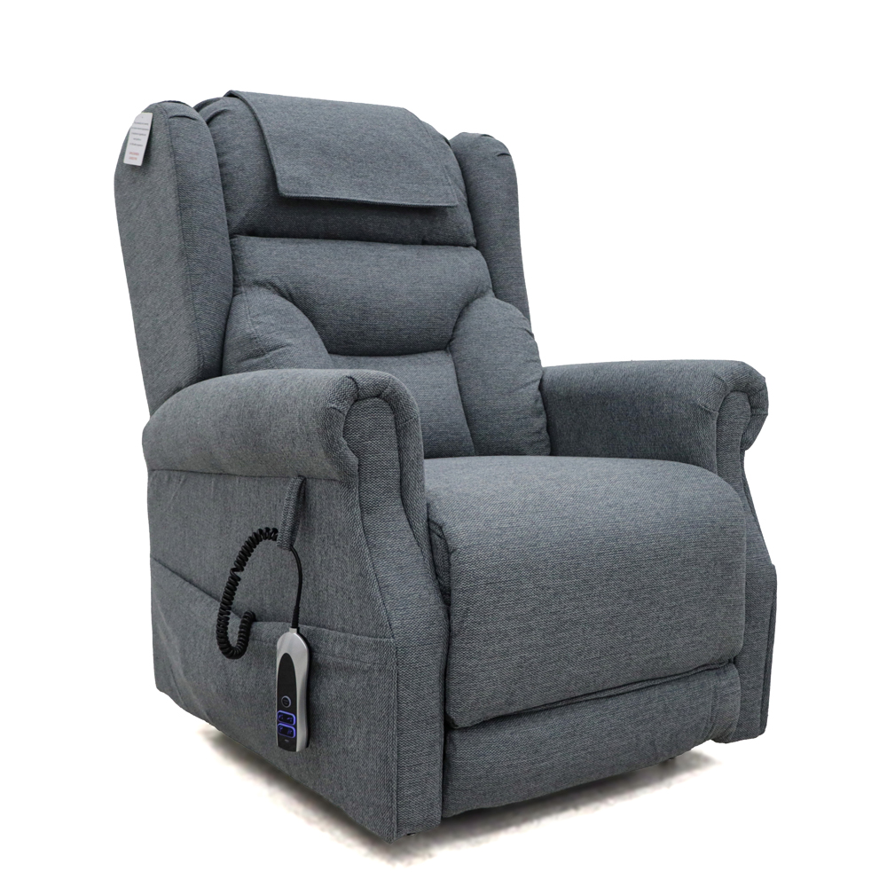 Boise Fabric Dual Motor Lift and Tilt Recliner Chair In Steel Grey
