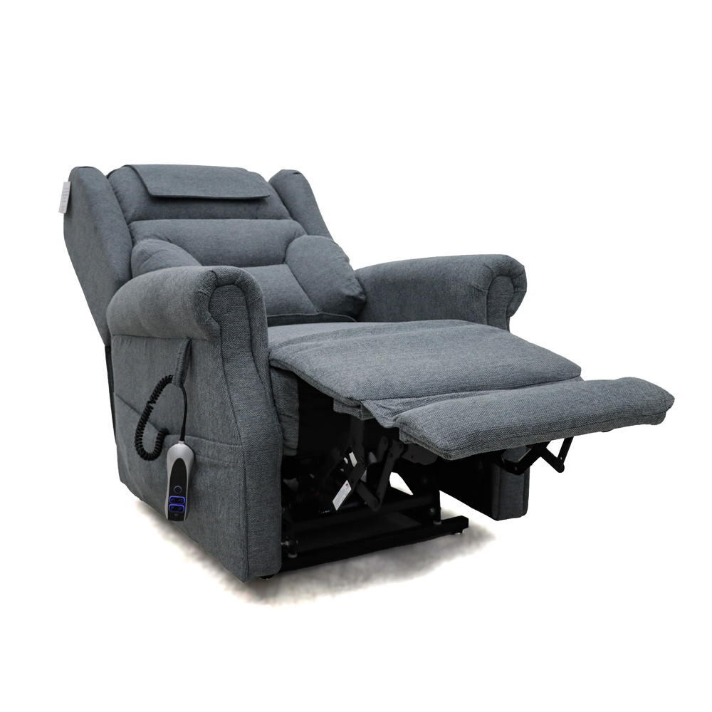 Boise Fabric Dual Motor Lift and Tilt Recliner Chair In Steel Grey