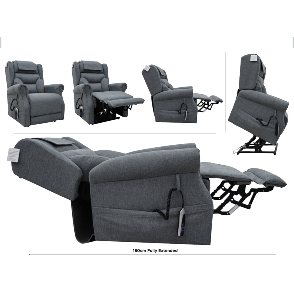 Boise Fabric Dual Motor Lift and Tilt Recliner Chair In Steel Grey