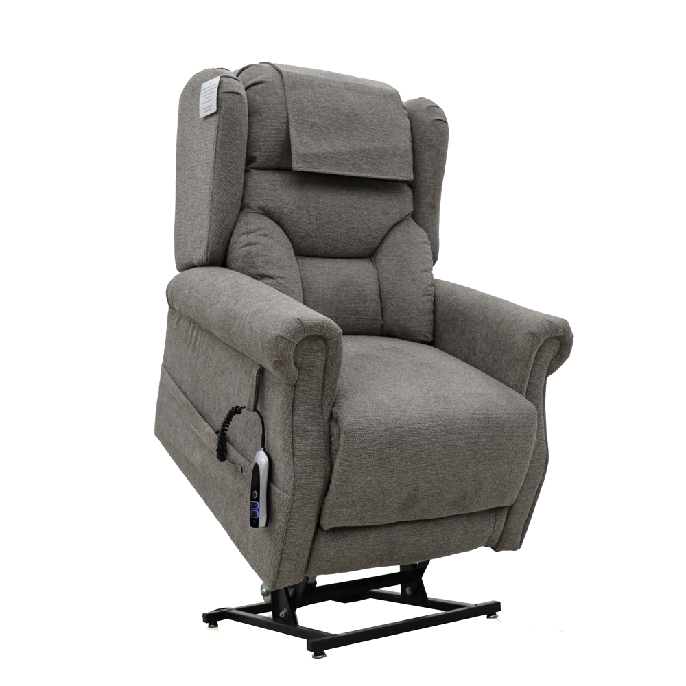 Boise Fabric Dual Motor Lift and Tilt Recliner Chair In Stone