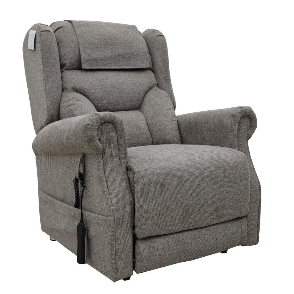 Boise Fabric Dual Motor Lift and Tilt Recliner Chair In Stone