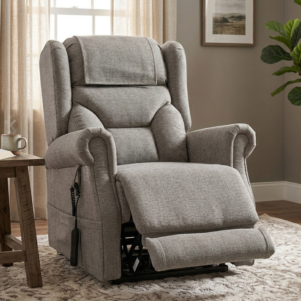 Boise Fabric Quad Motor Lift and Tilt Recliner Chair In Deep Blue