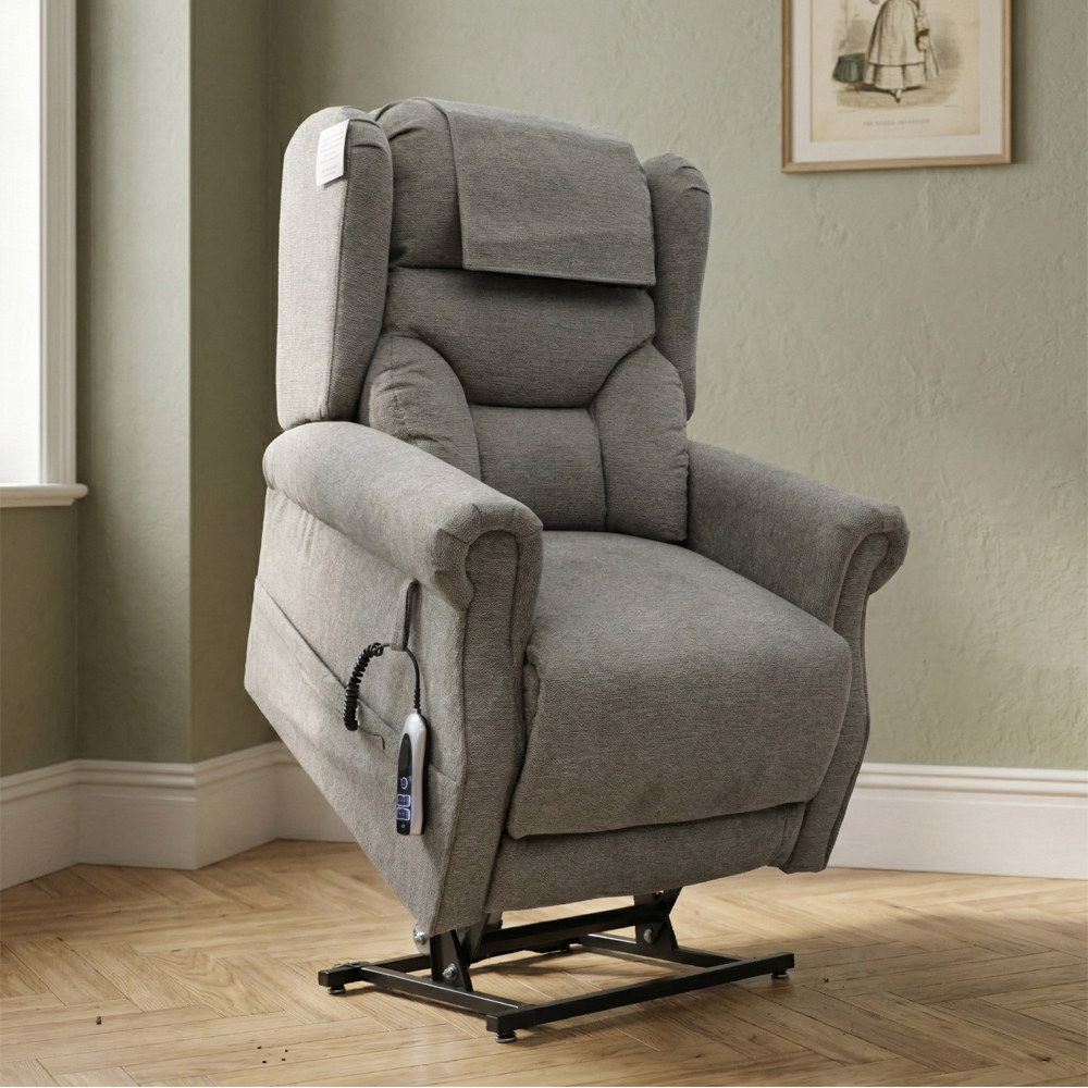 Boise Fabric Quad Motor Lift and Tilt Recliner Chair In Deep Blue