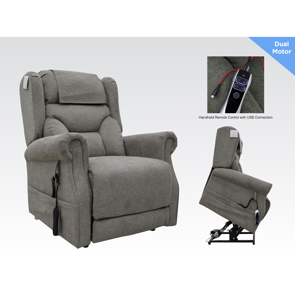 Boise Fabric Quad Motor Lift and Tilt Recliner Chair In Deep Blue