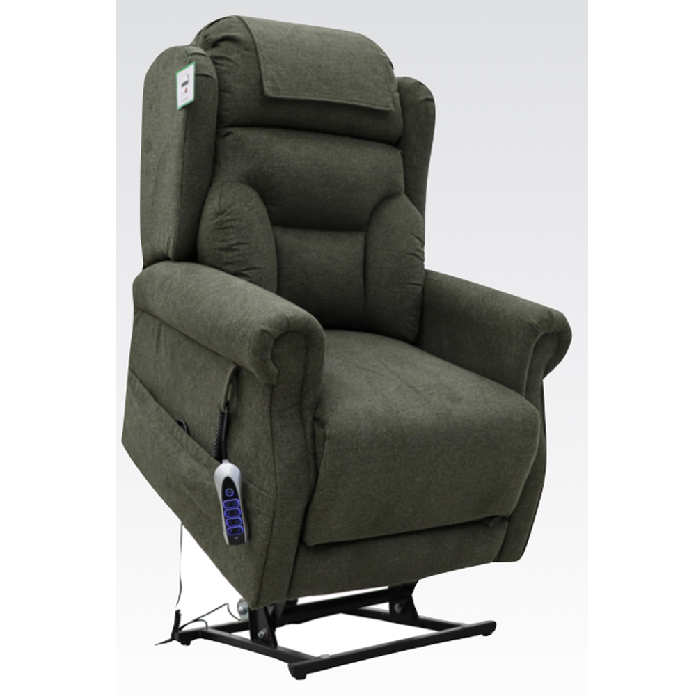 Boise Fabric Quad Motor Lift Tilt Recliner Chair In Olive