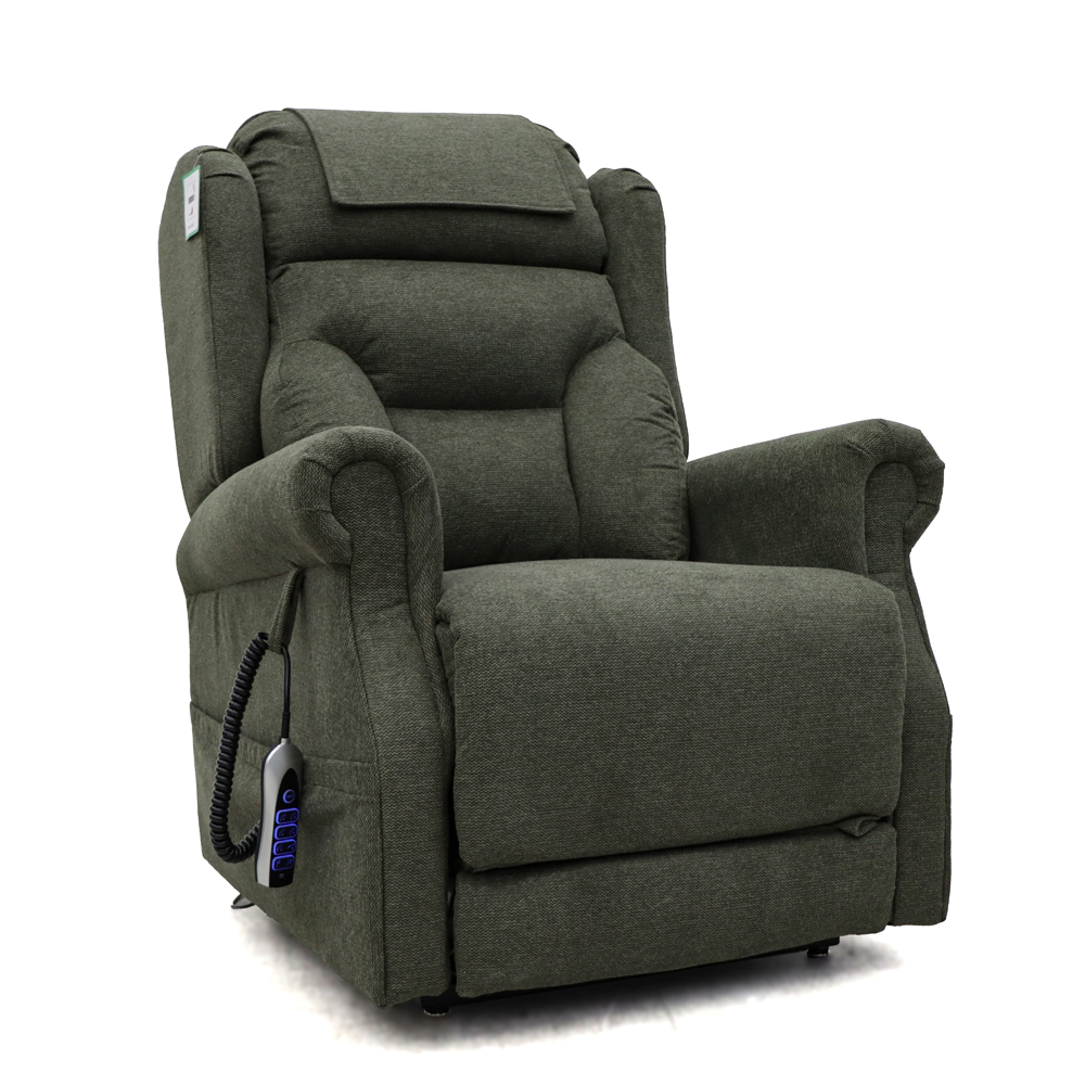 Boise Fabric Quad Motor Lift and Tilt Recliner Chair In Olive