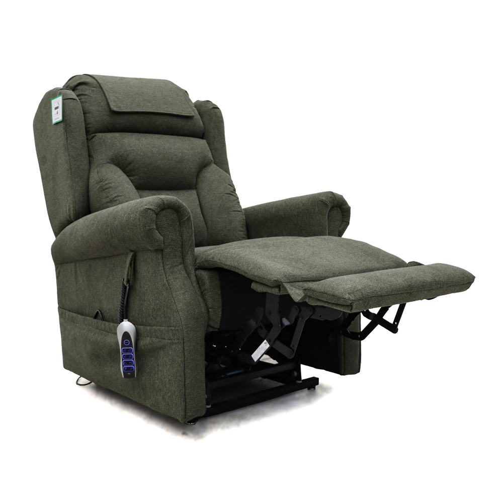 Boise Fabric Quad Motor Lift and Tilt Recliner Chair In Olive