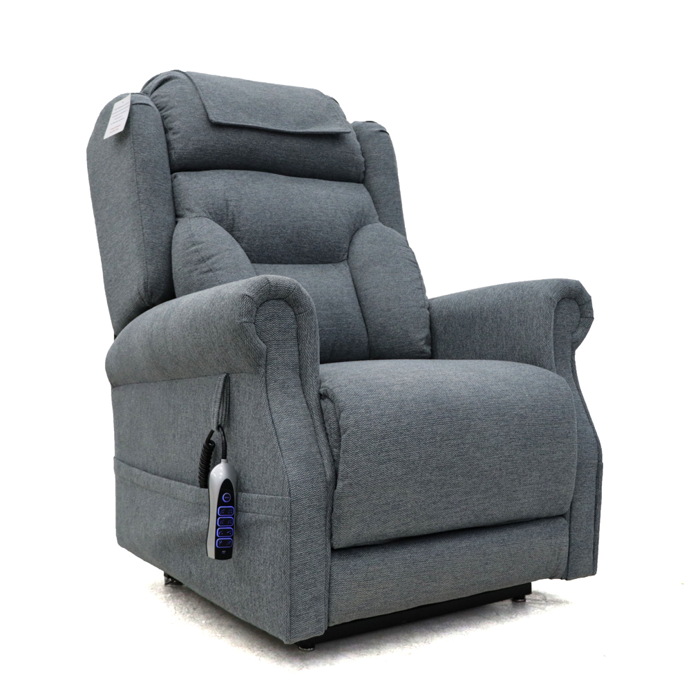 Boise Fabric Quad Motor Lift and Tilt Recliner Chair In Steel Grey
