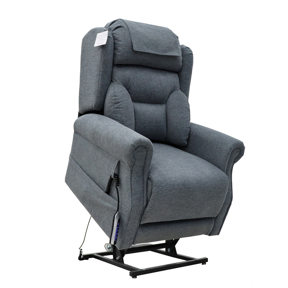 Boise Fabric Quad Motor Lift and Tilt Recliner Chair In Steel Grey