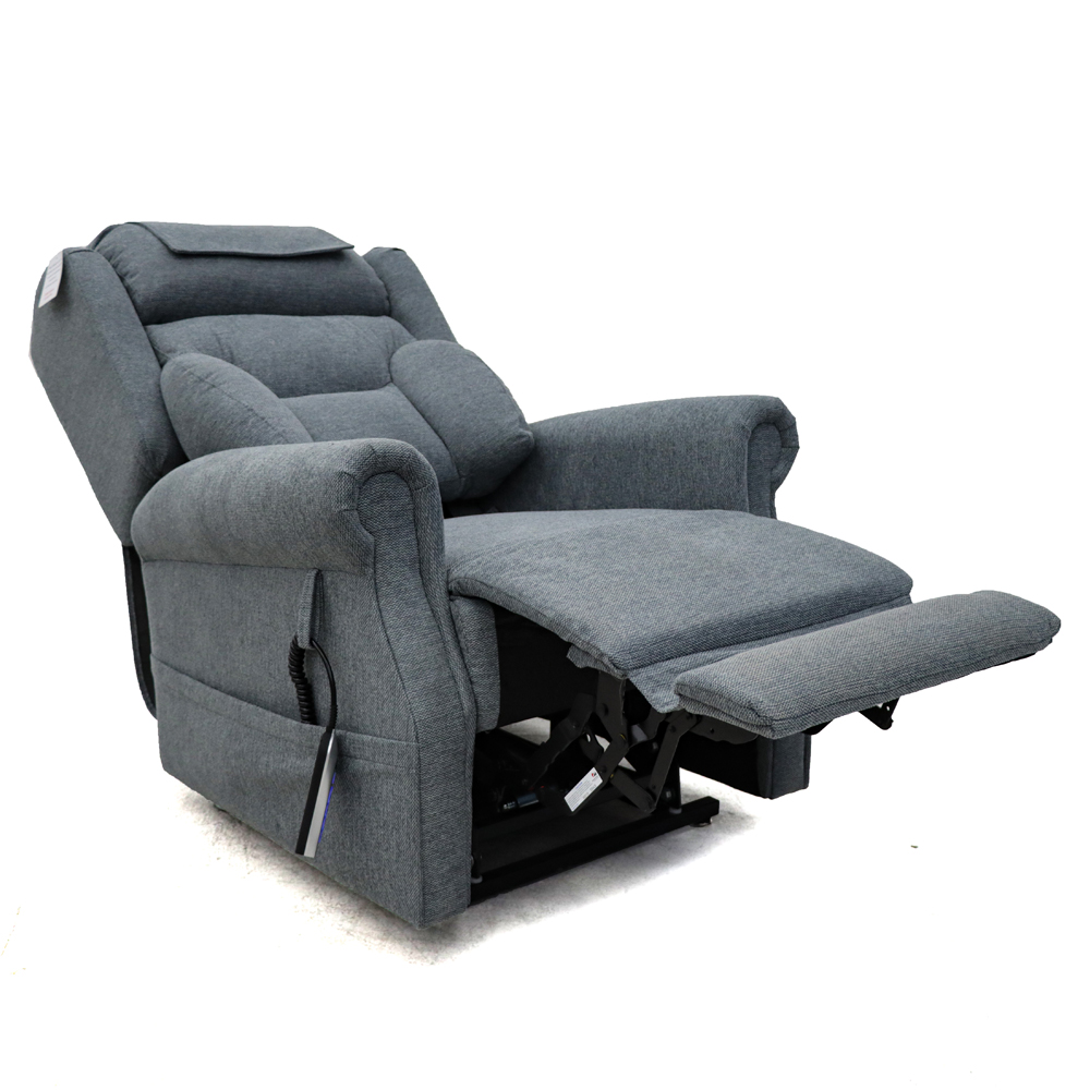 Boise Fabric Quad Motor Lift and Tilt Recliner Chair In Steel Grey