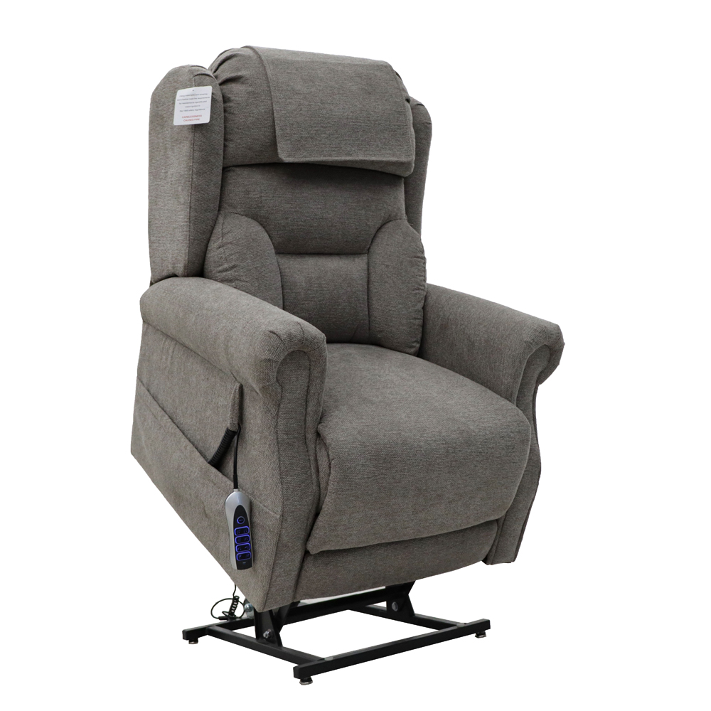 Boise Fabric Quad Motor Lift and Tilt Recliner Chair In Stone