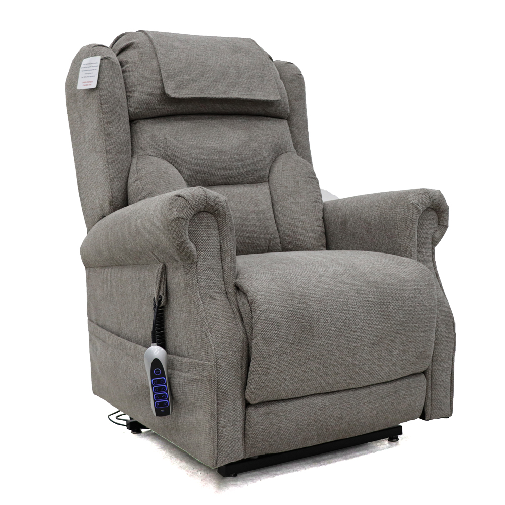 Boise Fabric Quad Motor Lift and Tilt Recliner Chair In Stone
