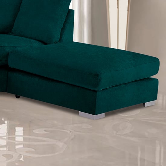 Photo of Boise malta plush velour fabric footstool in emerald