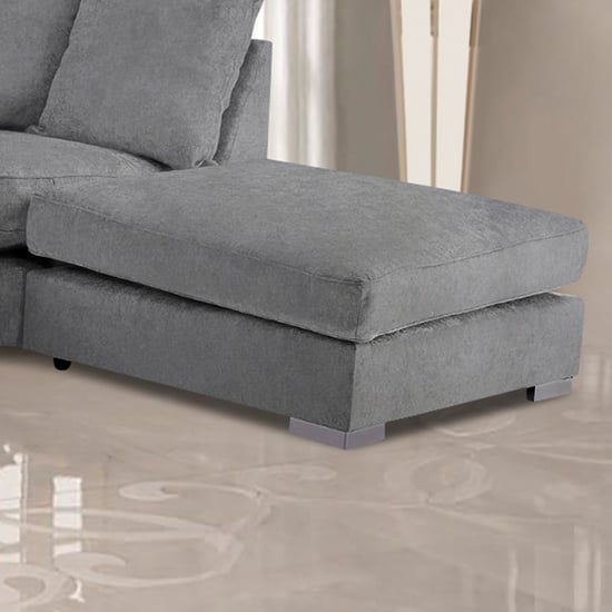 Boise Malta Plush Velour Fabric Footstool In Grey