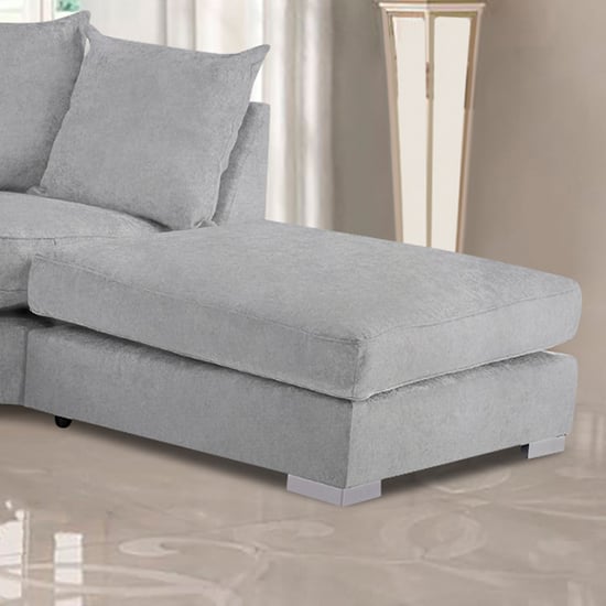 Product photograph of Boise Malta Plush Velour Fabric Footstool In Silver from Furniture in Fashion