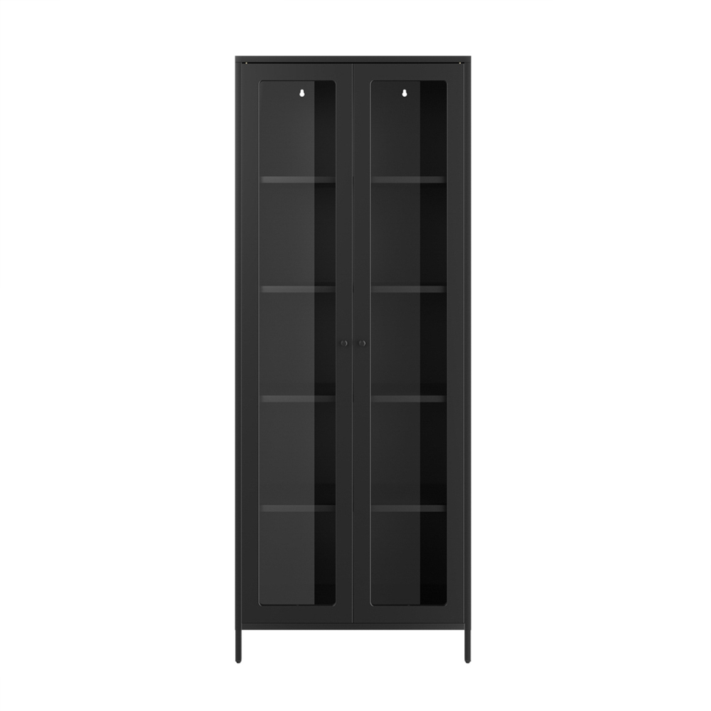 Boise Steel Display Cabinet With 2 Glass Doors - Black