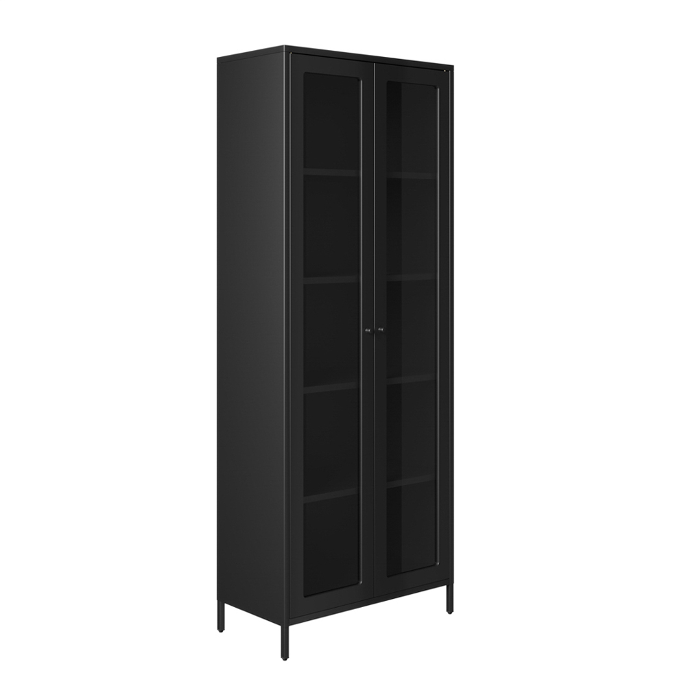 Boise Steel Display Cabinet With 2 Glass Doors - Black
