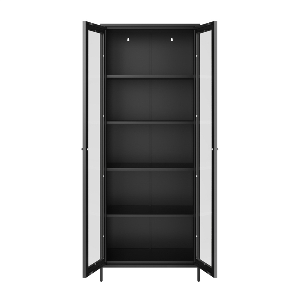 Boise Steel Display Cabinet With 2 Glass Doors - Black
