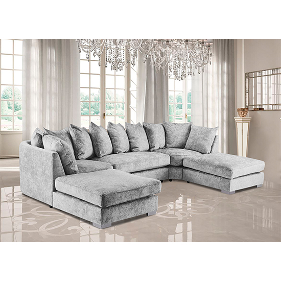 Plush Velour Fabric Corner Sofa