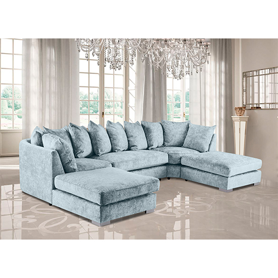 Photo of Boise u-shape chenille fabric corner sofa in sky