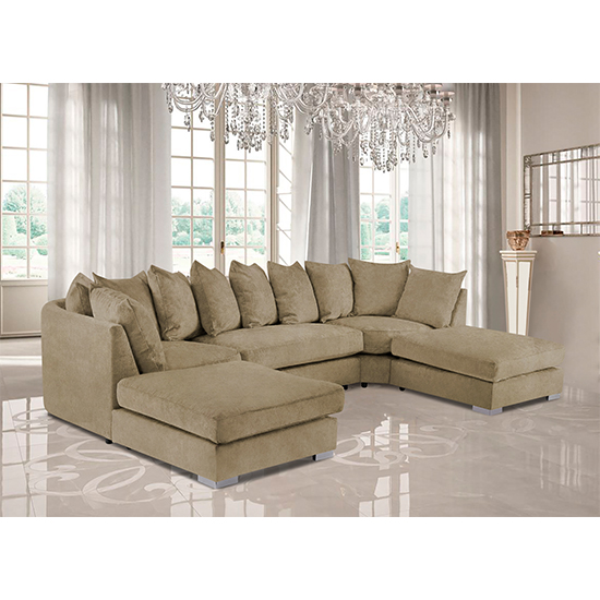 Read more about Boise u-shape plush velour fabric corner sofa in parchment