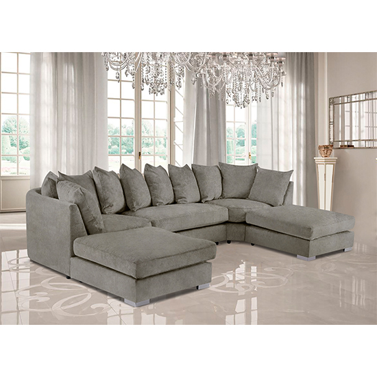 Read more about Boise u-shape plush velour fabric corner sofa in putty