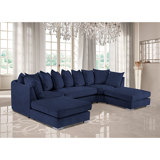 Photo of Boise u-shape plush velour fabric corner sofa in slate