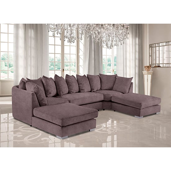 Product photograph of Boise U-shape Plush Velvet Corner Sofa In Heather from Furniture in Fashion