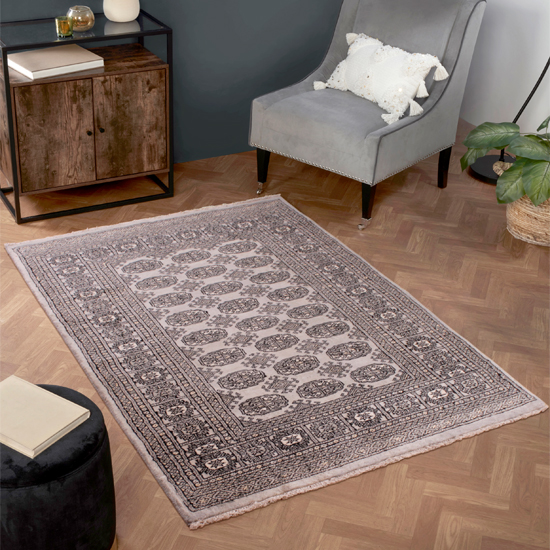 Product photograph of Bokhara 150x240cm Hand-knotted Wool Rug In Grey from Furniture in Fashion